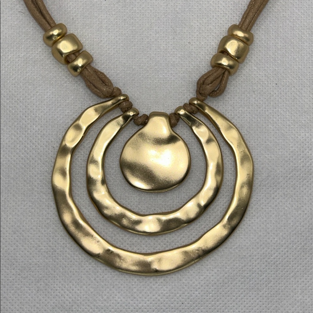 Matt Gold & Cord Statement Necklace By Designer St Thomas